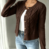 Women's Cable Knit Cardigan – Button Front Chunky Knitted Top
