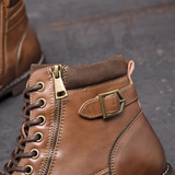 Men's Vintage Leather Ankle Boots | Classic Combat Style & All-Day Comfort