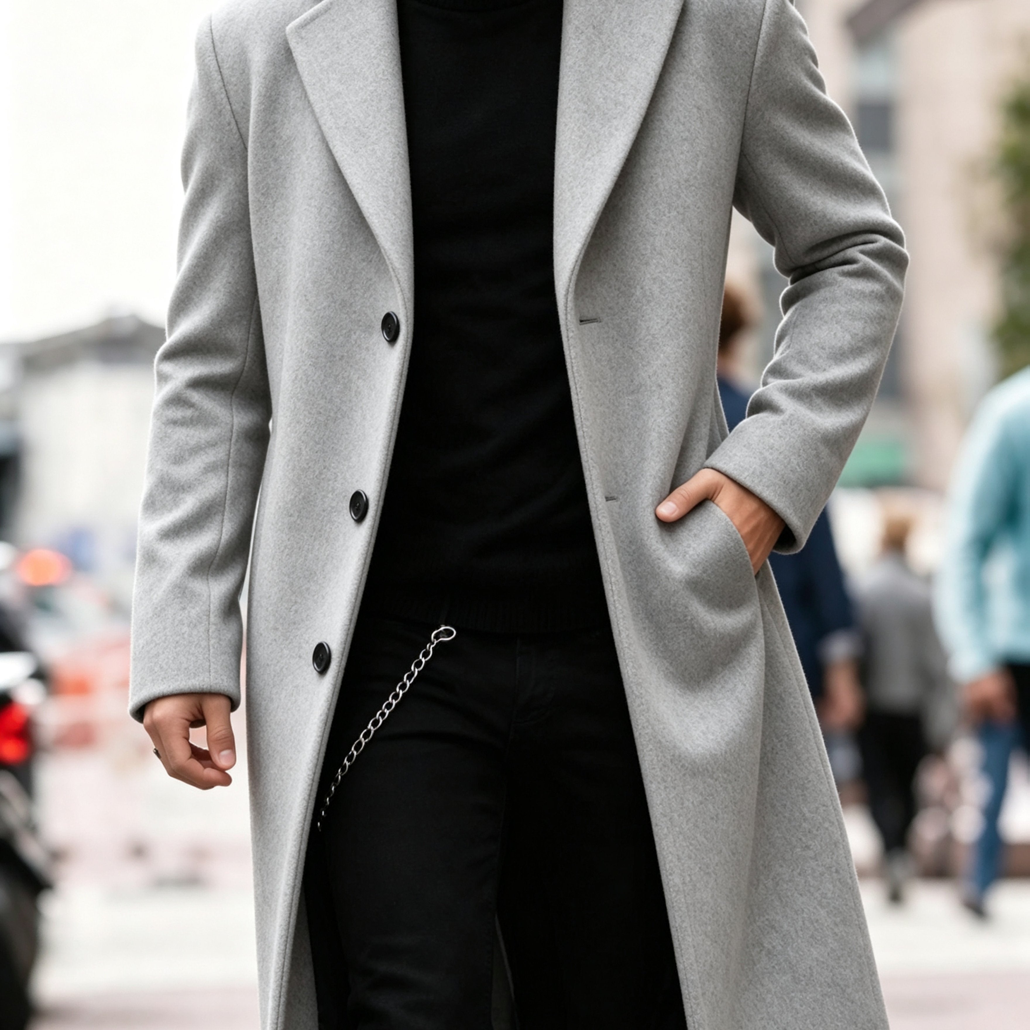 Men's Long Tailored Coat – Smart Winter Overcoat for Formal Wear