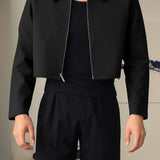 Men's Cropped Zip Jacket – Short Structured Casual Bomber Style