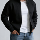 Men's Textured Stand Collar Jacket – Smart Casual Autumn Style