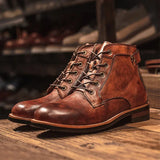 Vintage Leather Ankle Boots Men | Classic Style & All-Day Comfort