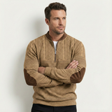 Men's Half Zip Sweater | Classic Comfort with Elbow Patches
