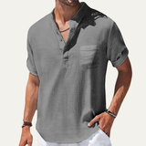 Men's Breathable Henley Linen Shirt | Lightweight Summer Comfort