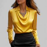 Draped Neck Satin Blouse | Luxurious Comfort, Timeless Sophistication