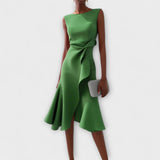 Asymmetric Midi Dress | Draped Elegance with Modern Edge