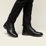 Men's Vintage Leather Ankle Boots | Classic Combat Style & All-Day Comfort