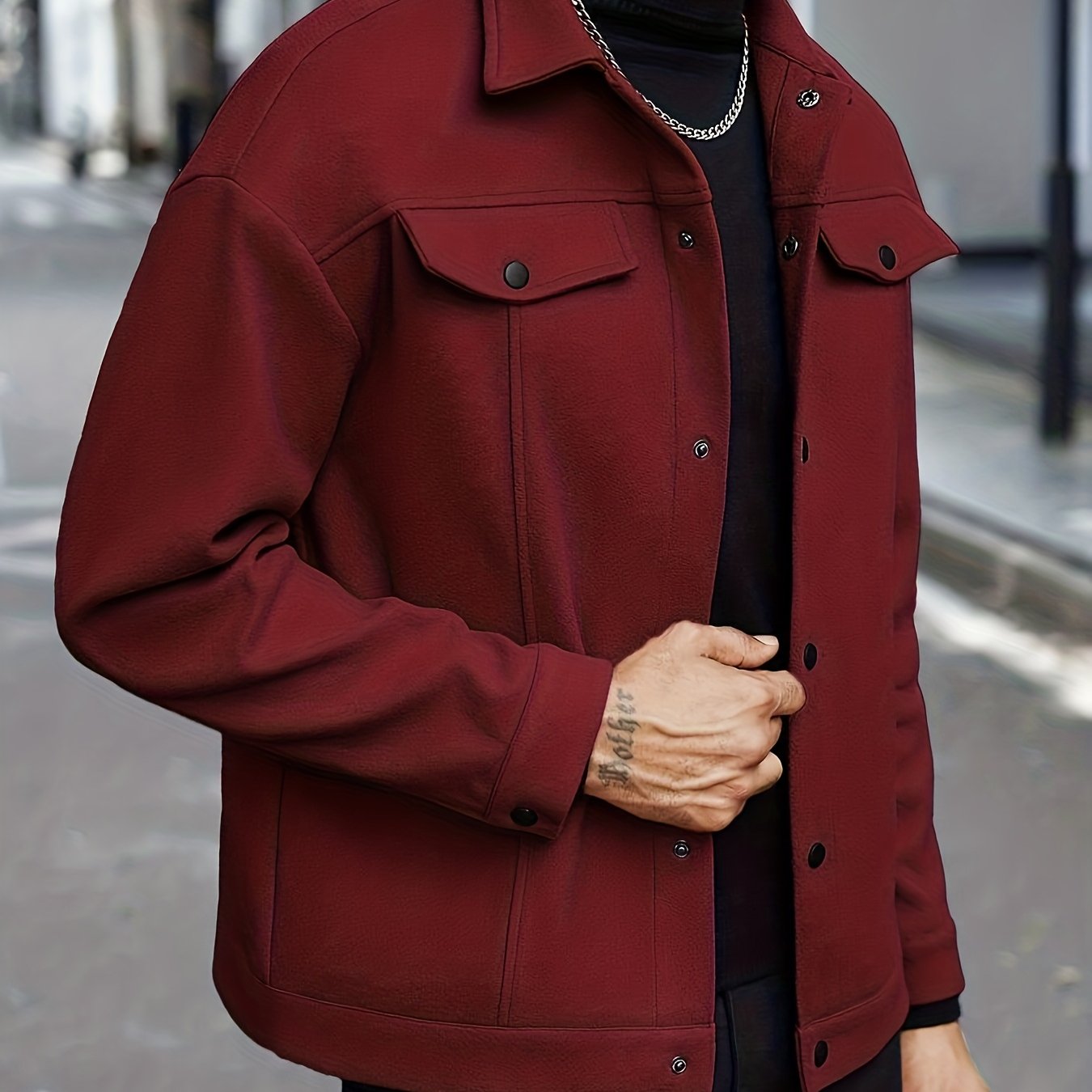 Men's Snap Button Jacket – Modern Casual Lightweight Overshirt