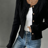 Women's Cable Knit Cardigan – Button Front Chunky Knitted Top