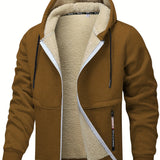 Men's Hooded Fleece-Lined Zip-Up Jacket - Cosy Winter Layer