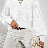 Women's Cable Knit Jumper – Relaxed Fit Chunky Winter Top