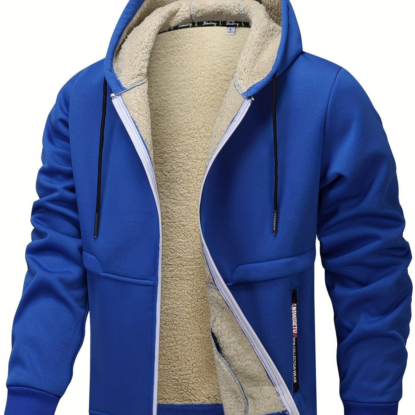 Men's Hooded Fleece-Lined Zip-Up Jacket - Cosy Winter Layer