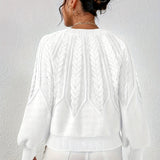 Women's Cable Knit Jumper – Relaxed Fit Chunky Winter Top