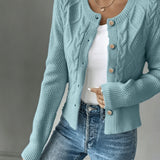 Women's Cable Knit Cardigan – Button Front Chunky Knitted Top