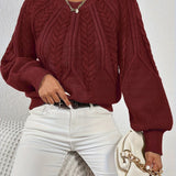 Women's Cable Knit Jumper – Relaxed Fit Chunky Winter Top