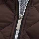 Men's Quilted Bomber Jacket - Fleece-Lined Ribbed Trim Layer