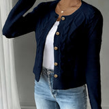 Women's Cable Knit Cardigan – Button Front Chunky Knitted Top
