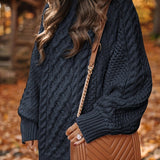 Women's Cable Knit Jumper Dress – Warm Knitted Winter Dress