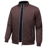 Men's Quilted Bomber Jacket - Fleece-Lined Ribbed Trim Layer