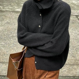 Wool-Cashmere Ribbed Turtleneck Cardigan | Luxurious Warmth & Timeless Style