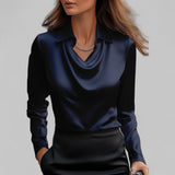 Draped Neck Satin Blouse | Luxurious Comfort, Timeless Sophistication
