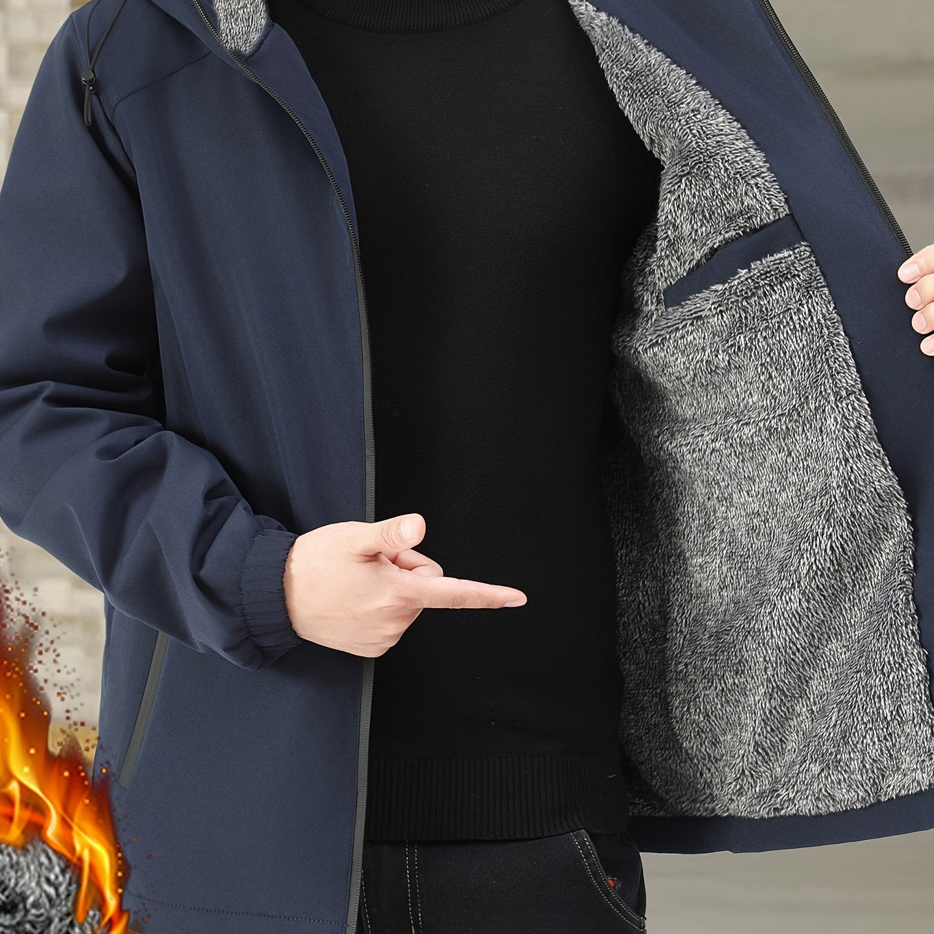 Men's Winter Hooded Jacket – Zip Front Casual Everyday Layer