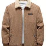 Men's Ribbed Fleece-Lined Jacket – Textured Warm Layering Style