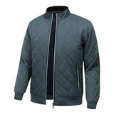 Men's Quilted Bomber Jacket - Fleece-Lined Ribbed Trim Layer