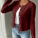 Women's Cable Knit Cardigan – Button Front Chunky Knitted Top