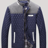 Men's Quilted Jacket with Stand Collar – Padded Winter Outerwear
