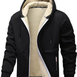 Men's Hooded Fleece-Lined Zip-Up Jacket - Cosy Winter Layer