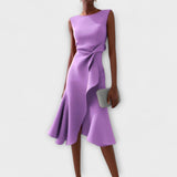 Asymmetric Midi Dress | Draped Elegance with Modern Edge