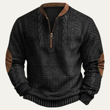 Men's Half Zip Sweater | Classic Comfort with Elbow Patches