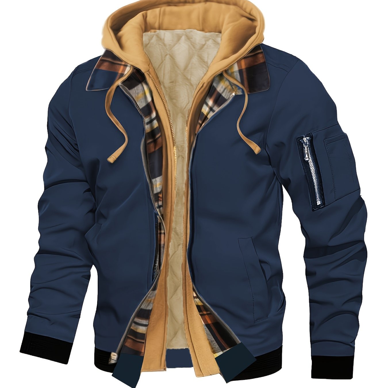 Men's Hooded Zip-Up Jacket – Casual Urban Outerwear for Autumn