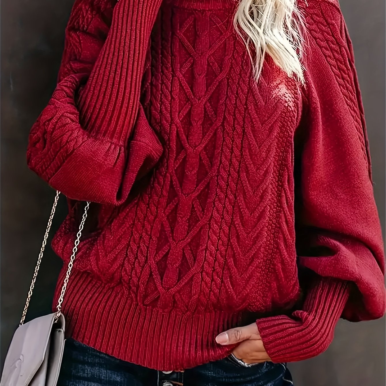 Women's Cable Knit Jumper – Cosy Comfort Fit Winter Sweater