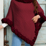 Women's Faux Fur Trim Poncho – Warm Winter Cape Wrap Cover Up