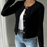 Women's Cable Knit Cardigan – Button Front Chunky Knitted Top
