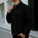 Men's Relaxed-Fit Collared Utility Jacket - Pocketed Layer