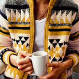 Men's Patterned Zip-Up Cardigan - Stand-Collar Knit Layer