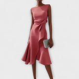 Asymmetric Midi Dress | Draped Elegance with Modern Edge