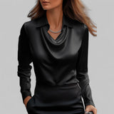 Draped Neck Satin Blouse | Luxurious Comfort, Timeless Sophistication