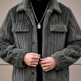 Men's Textured Winter Jacket – Warm Casual Outerwear with Character