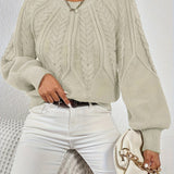 Women's Cable Knit Jumper – Relaxed Fit Chunky Winter Top