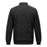 Men's Quilted Bomber Jacket - Fleece-Lined Ribbed Trim Layer