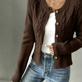 Women's Cable Knit Cardigan – Button Front Chunky Knitted Top