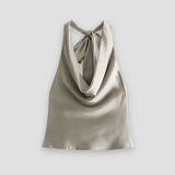 Halter Back Satin Tank Top | Fluid Elegance, Effortless Allure