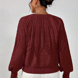 Women's Cable Knit Jumper – Relaxed Fit Chunky Winter Top