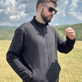 Men's Textured Zip Jacket – Stand Collar Smart Casual Outerwear
