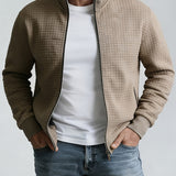 Men's Textured Stand Collar Jacket – Smart Casual Autumn Style