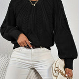 Women's Cable Knit Jumper – Relaxed Fit Chunky Winter Top